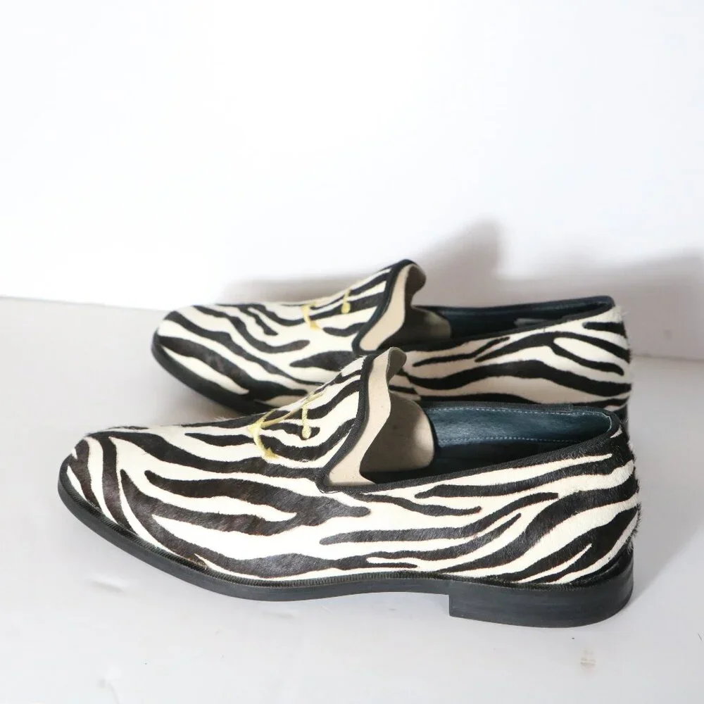 Sperry Overlook Mens Zebra Calf Hair Anchor Smoking Loafers 8‎ Slip On Party